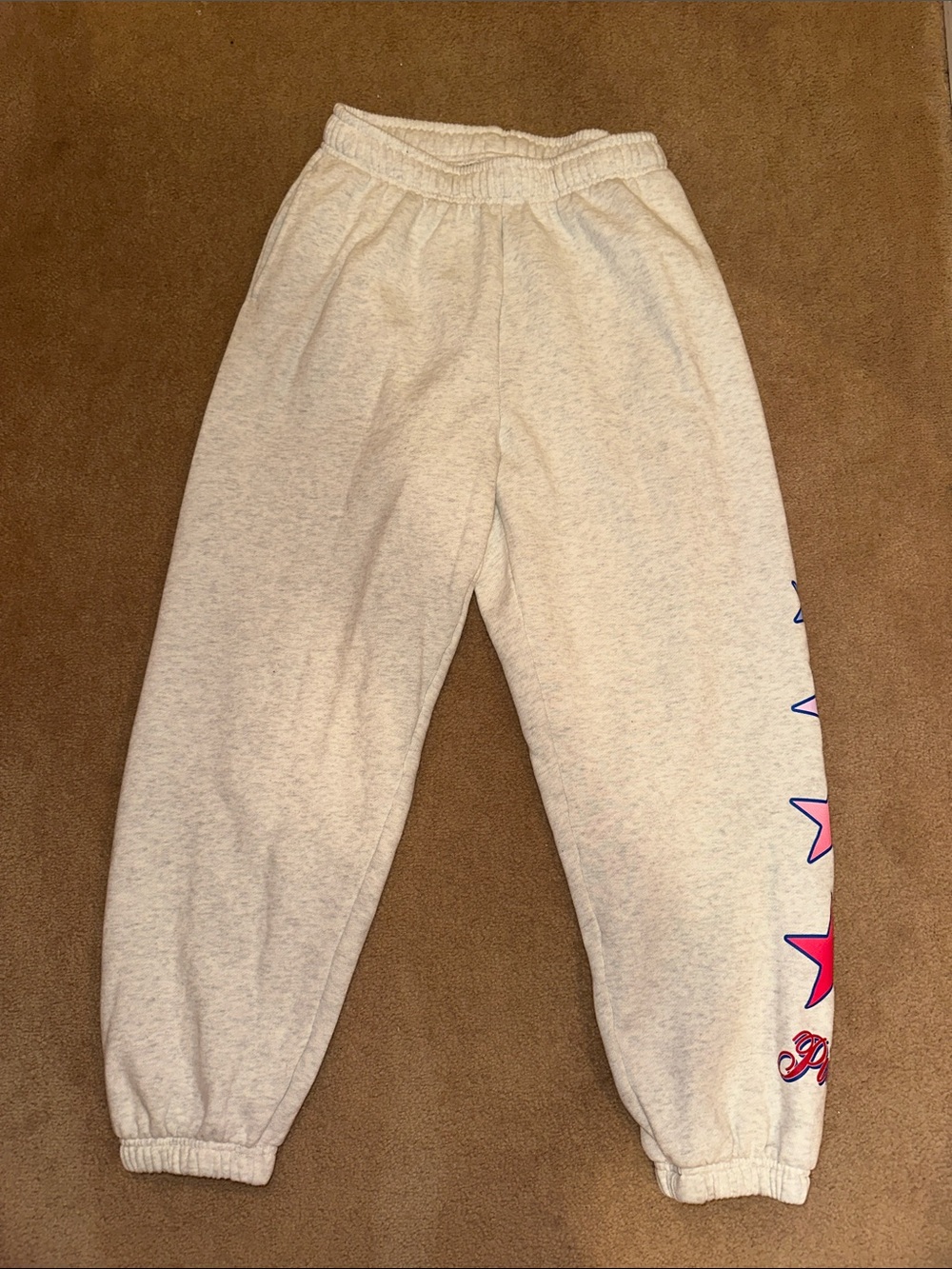 PINKWomen’s Cream Sweatpants with Pink Star Accent